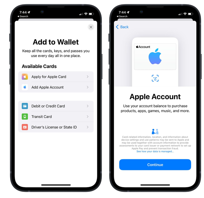 姚安苹果手机维修分享iOS 15.5钱包App如何添加 Apple 账户 