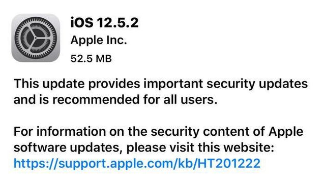 姚安苹果手机维修分享iOS12.5.2发布，建议所有老苹果用户安装 